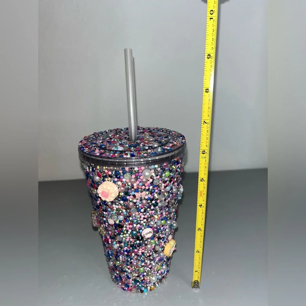Bedazzled Shiny Bling Rhinestone Sweet Donuts Cake Lollipop Gems Multicolor Cup
